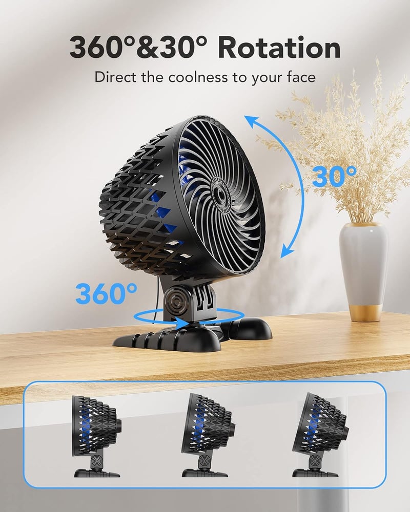 AaoLin USB Desktop Small Fan, Stepless Speed Adjustment with Multiple Speed Levels, Portable Plug-in Personal Mini Fan,Quiet Powerful Airflow,Suitable for Office Home Dormitory Bedroom, 4.9 Feet Long Cable - Image 5